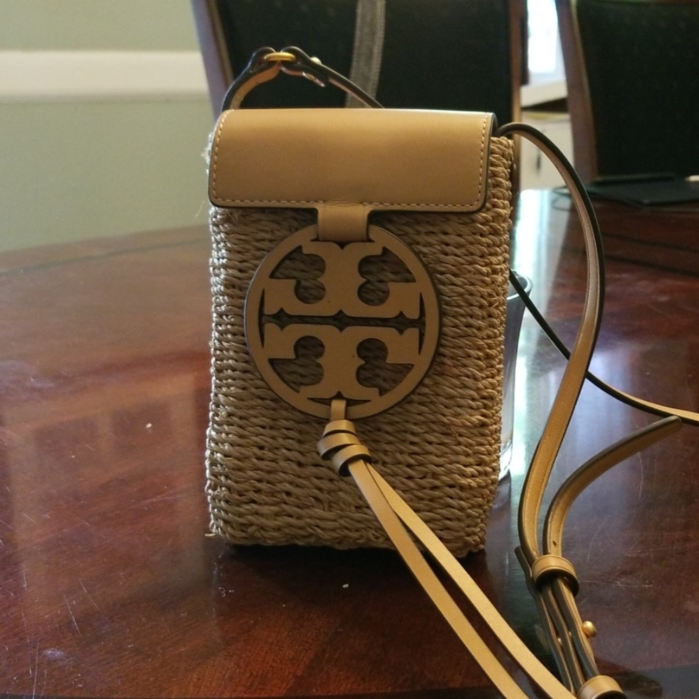 Tory Burch Miller Straw phone crossbody